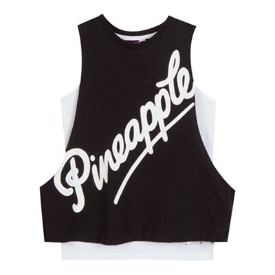 Pineapple Girls black drop arm vest